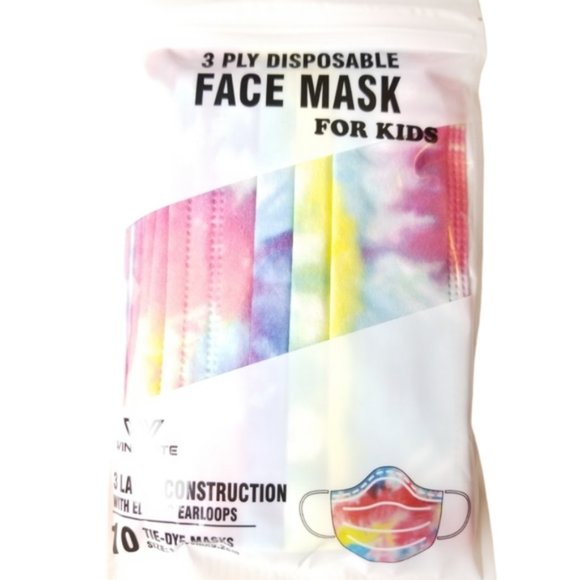 Kids Disposable Face Mask Tie-Dye Prints - Picture 1 of 4